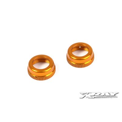 T4 ALU SHOCK CAP-NUT WITH VENT HOLE - ORANGE (2)