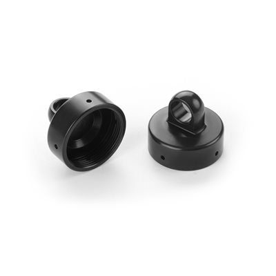 XB8 ALU SHOCK CAP NUT 4x BLEED HOLE - BLACK COATED (2)